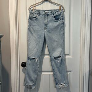 Good American Light Wash Blue Distressed Women's Jeans Size 12